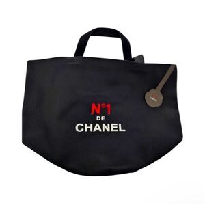 Chanel No 1 Black Canvas Tote Bag Luxury Reusable Shopper Weekender Travel New
